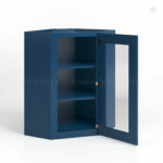 Navy Blue Shaker 24" Diagonal Corner Wall Cabinet with Glass Door - Image 2